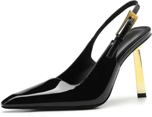Women's High Heel Pumps Patent Leather Needle Buckle Shallow Mouth Sexy Fashion Banquet Shoes