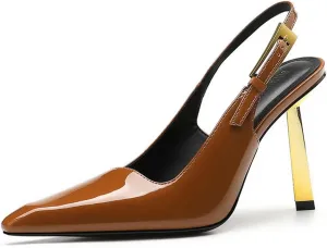 Women's High Heel Pumps Patent Leather Needle Buckle Shallow Mouth Sexy Fashion Banquet Shoes