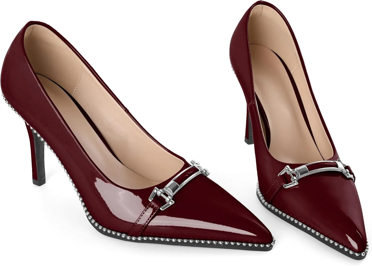 Women's High Heel Pumps Stiletto Heel Pumps for Women Pointed Toe Heels Elegant Classic 3.5 Inch Beaded Pumps