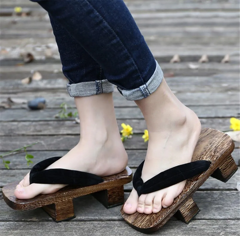 Women's Japanese Wooden Geta,Flip Flops Sandals Cosplay Anime Cartoon Traditional Yukata Kimono Clogs