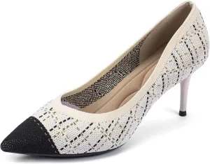 Womens Low Heel Pointed Toe Pump Shoes