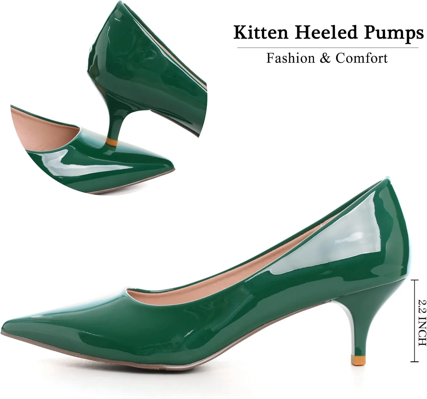 Women's Low Kitten Heel Pumps Classic Fashion Dress Pumps Simple Heeled Shoes for Office Work
