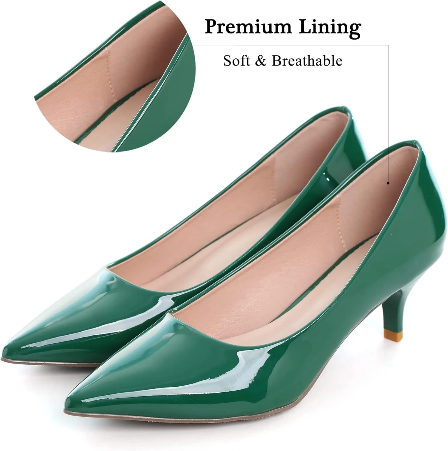 Women's Low Kitten Heel Pumps Classic Fashion Dress Pumps Simple Heeled Shoes for Office Work