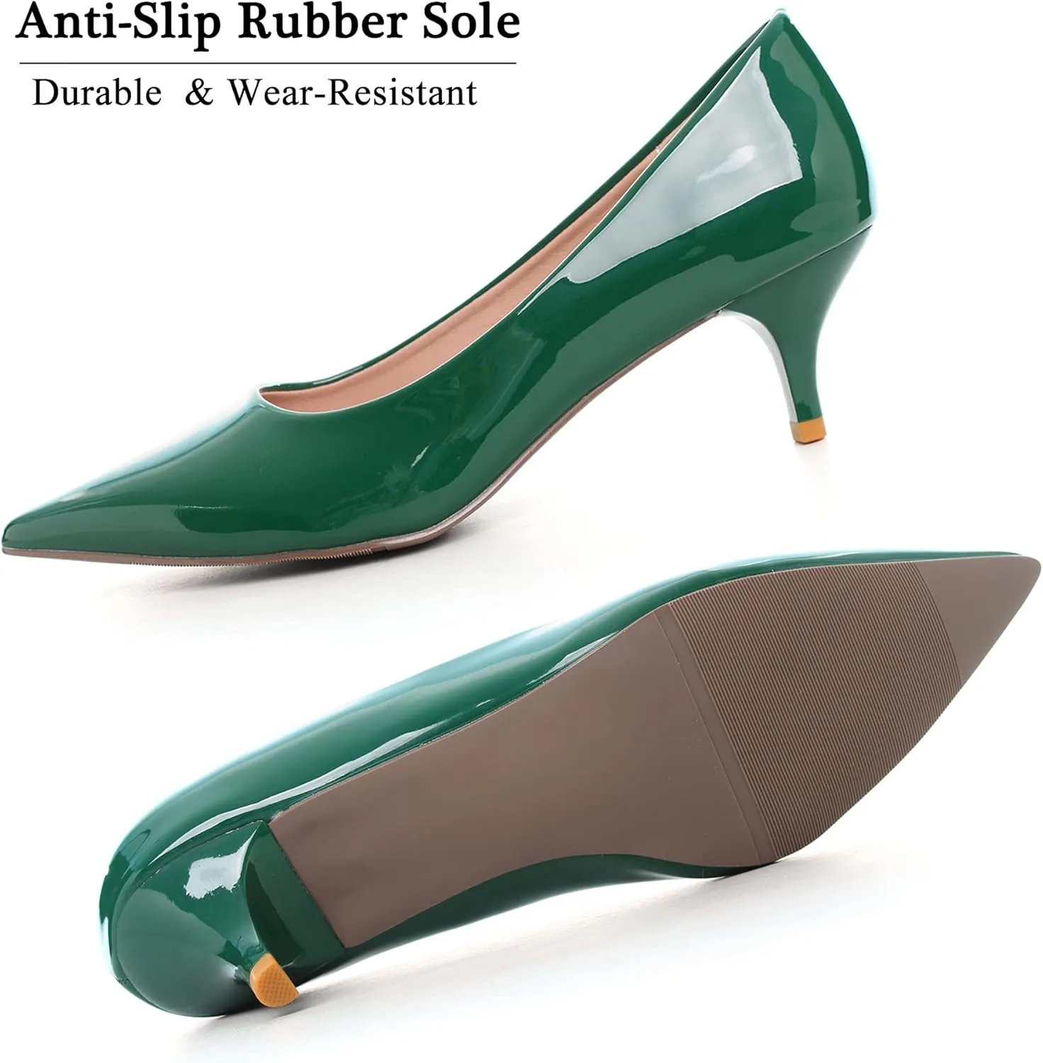 Women's Low Kitten Heel Pumps Classic Fashion Dress Pumps Simple Heeled Shoes for Office Work