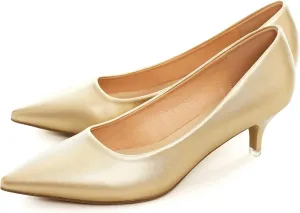 Women's Low Kitten Heel Pumps Classic Fashion Dress Pumps Simple Heeled Shoes for Office Work