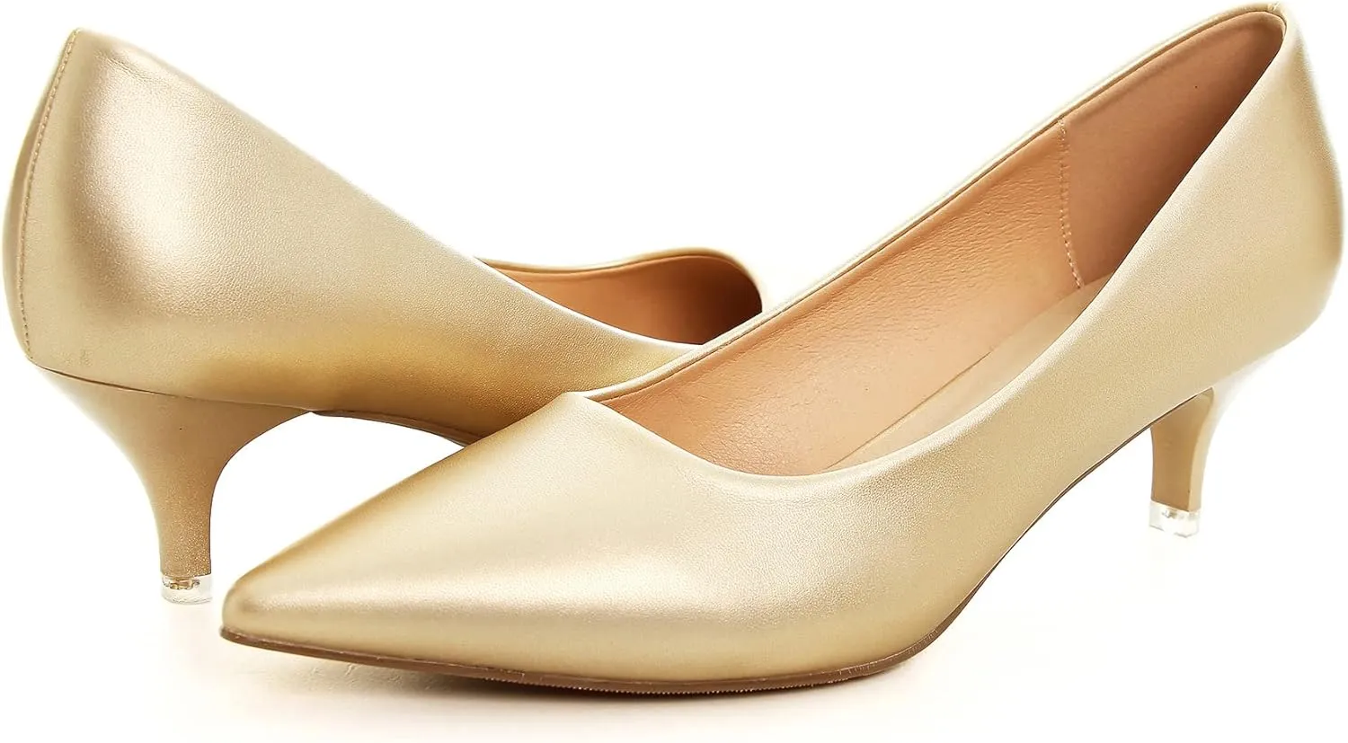 Women's Low Kitten Heel Pumps Classic Fashion Dress Pumps Simple Heeled Shoes for Office Work