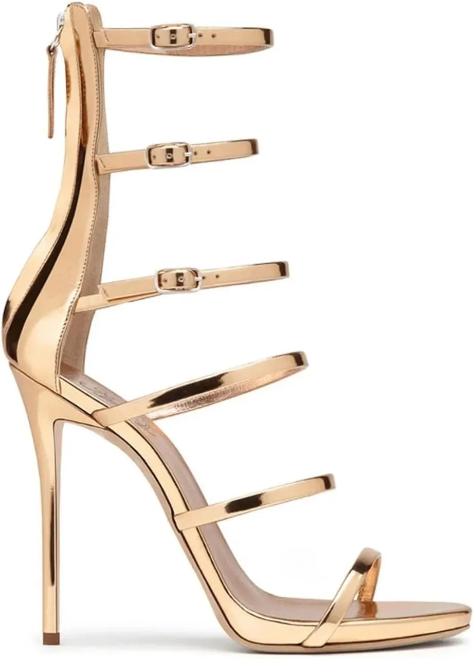 Women's Open Toe Cover Heel Sandals, Strappy Stiletto Party Footwear