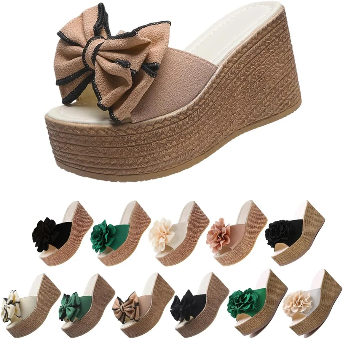 Women,s Platform Beach Slippers,Comfortable Slip-On Wedge Sandals, Open-Toe Fish Mouth Design, Summer Casual Dress Heels & Thong Sandals