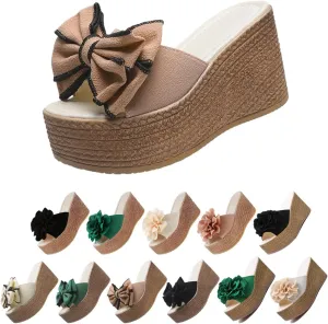 Women,s Platform Beach Slippers,Comfortable Slip-On Wedge Sandals, Open-Toe Fish Mouth Design, Summer Casual Dress Heels & Thong Sandals