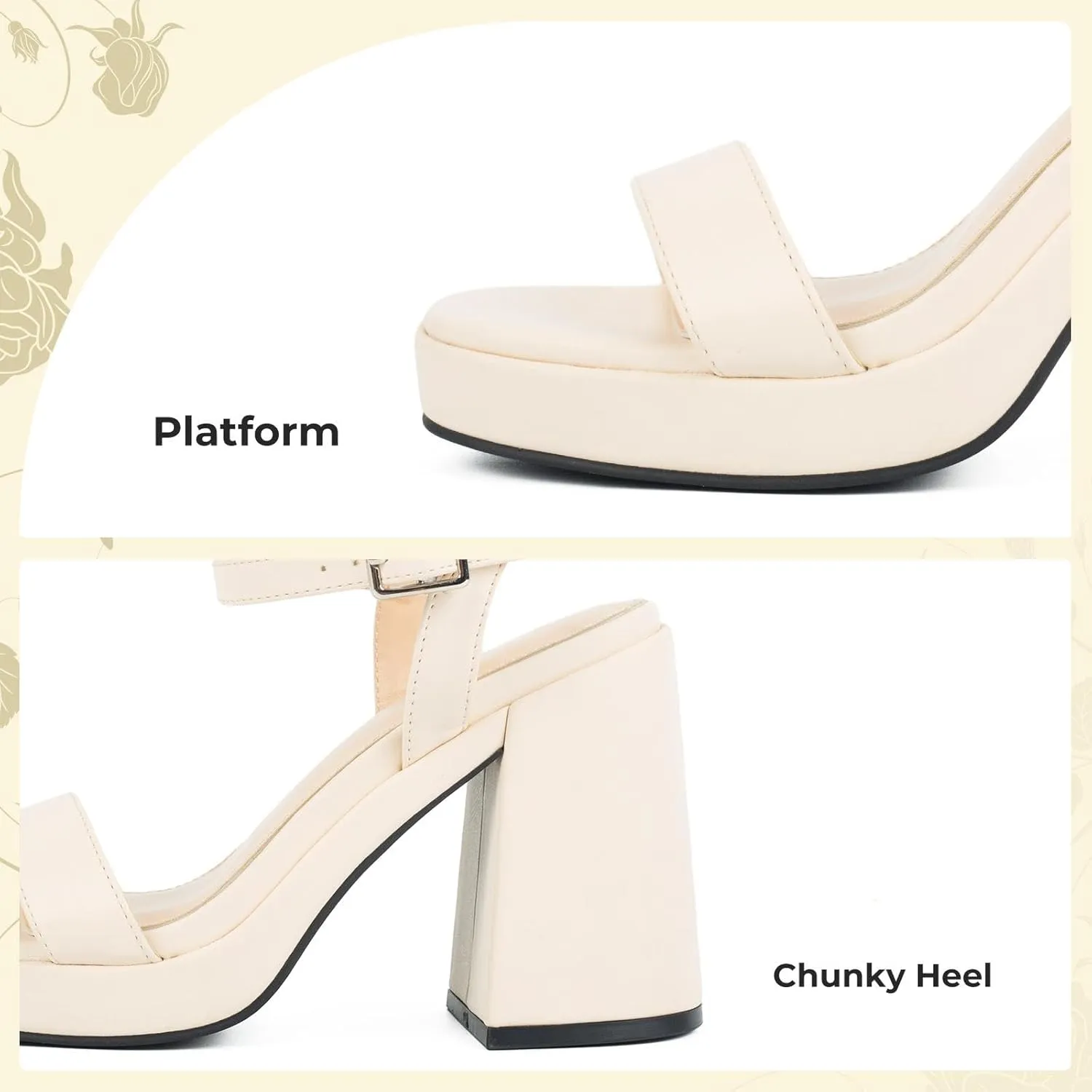 Women's Platform Heels Chunky Heeled Sandals Open Toe Dressy Pumps for Wedding Evening Party