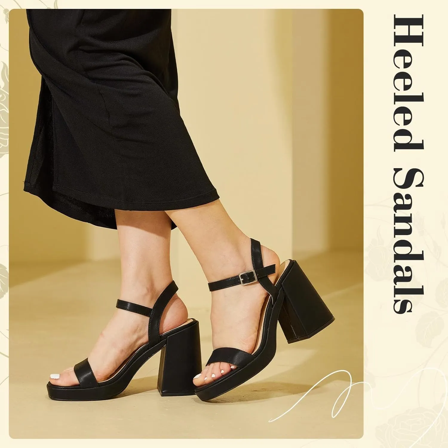 Women's Platform Heels Chunky Heeled Sandals Open Toe Dressy Pumps for Wedding Evening Party