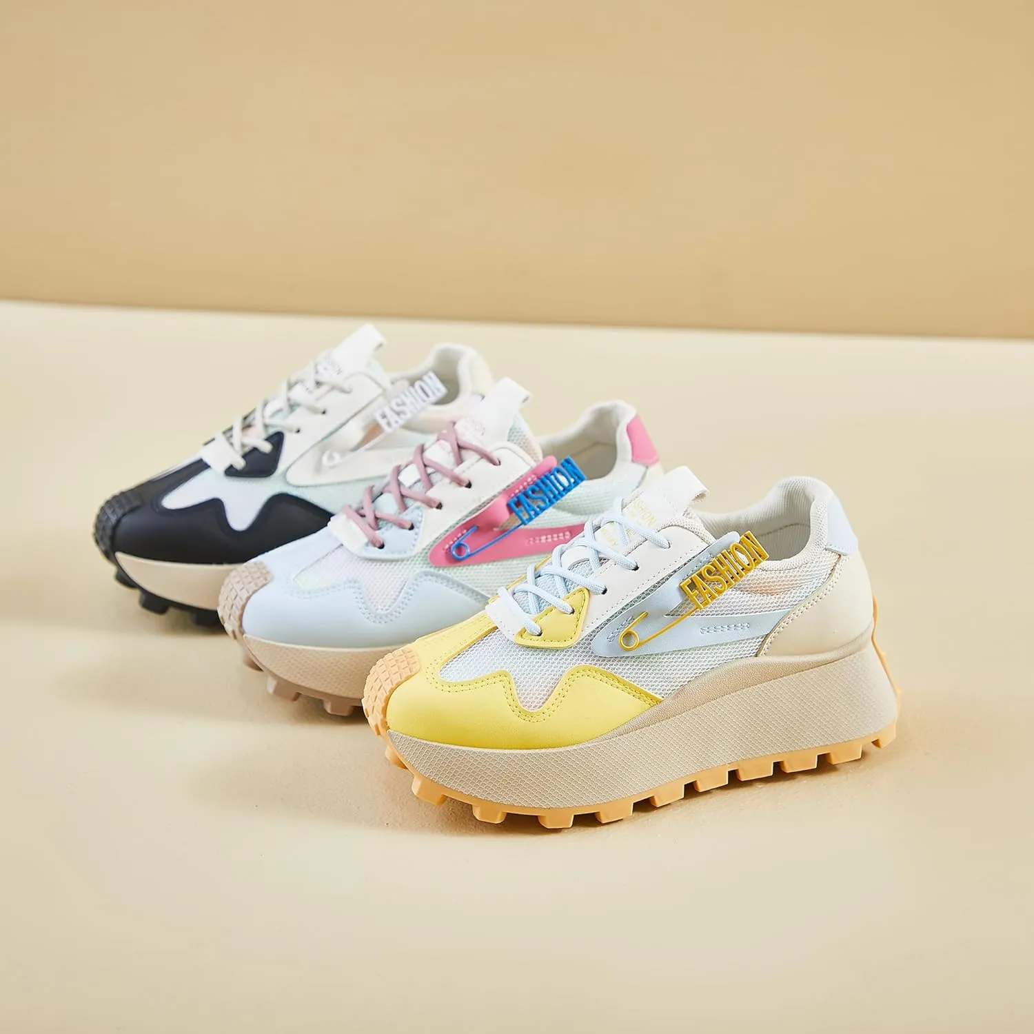 Women's Platform Sneakers Lightweight Walking Shoes with Arch Support Breathable Mesh & Retro Lace-Up Casual Shoes