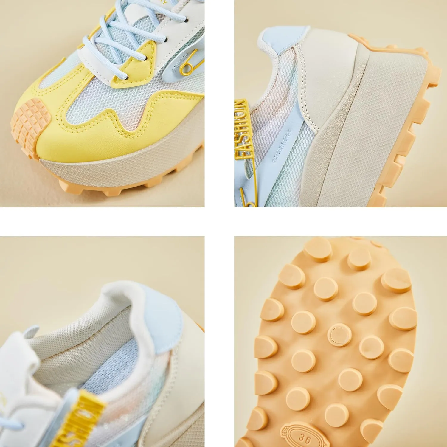 Women's Platform Sneakers Lightweight Walking Shoes with Arch Support Breathable Mesh & Retro Lace-Up Casual Shoes