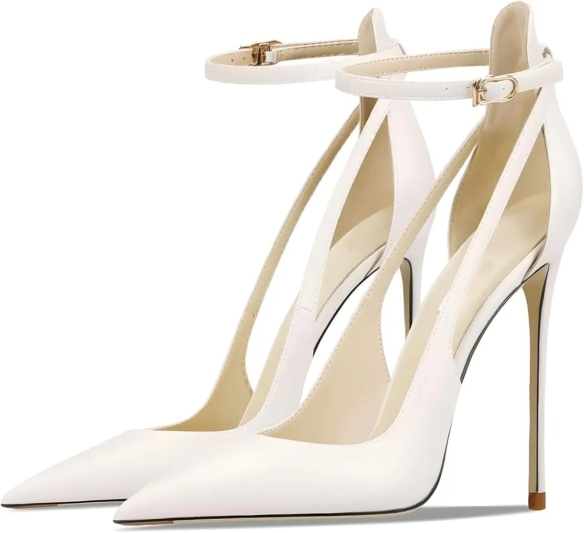 Women's Pointed-Toe Bag-Toe Strappy High-Heeled Shoes Sexy Stiletto Pumps