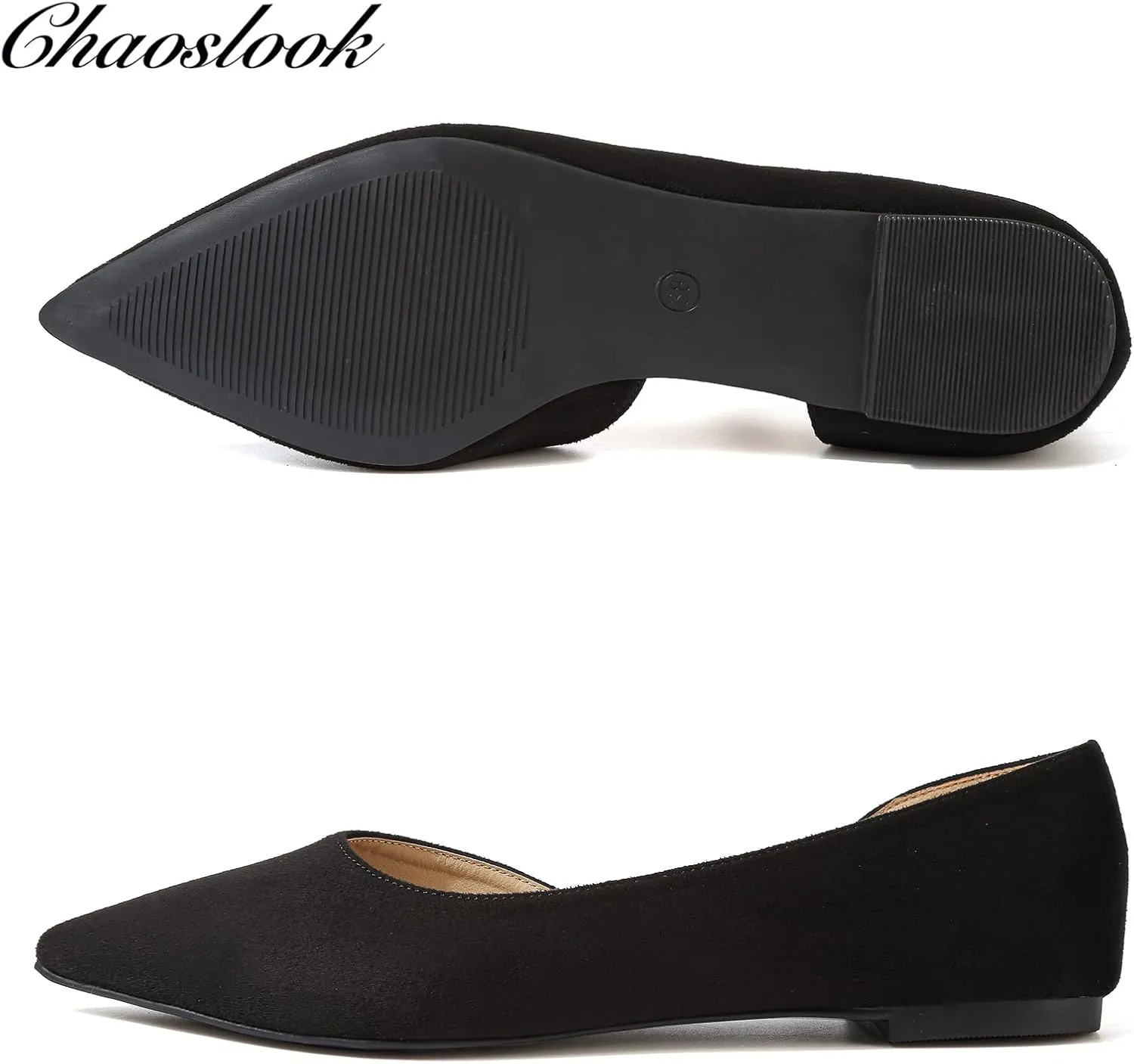 Womens Pointed Toe Black Ballet Flats Comfortable Casual Dress Flats for Women Elegant Memory Foam Flats with Party Wedding