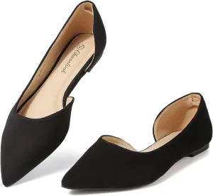Womens Pointed Toe Black Ballet Flats Comfortable Casual Dress Flats for Women Elegant Memory Foam Flats with Party Wedding