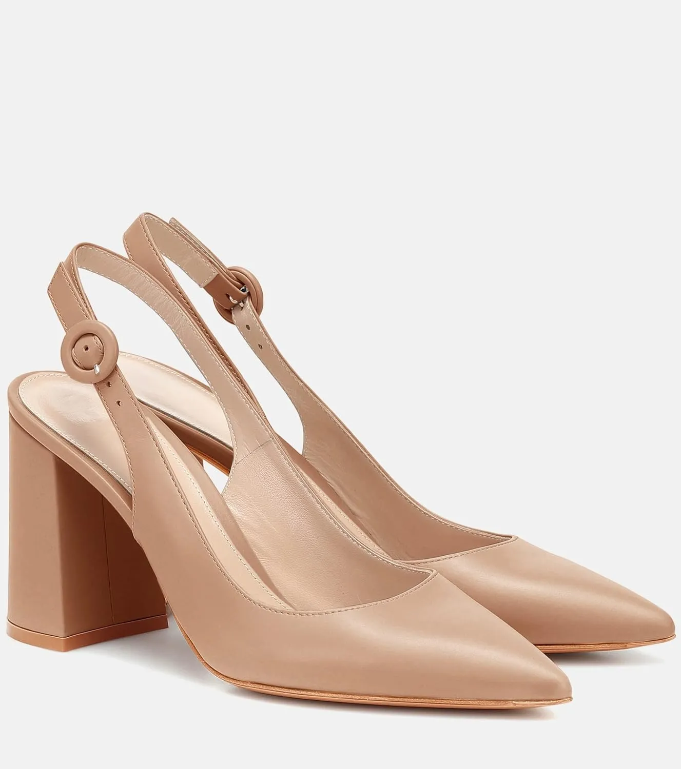 Women's Pointed Toe Block Heel Pumps Slingback Chunky Heel Slip On Work Party Dress Shoes