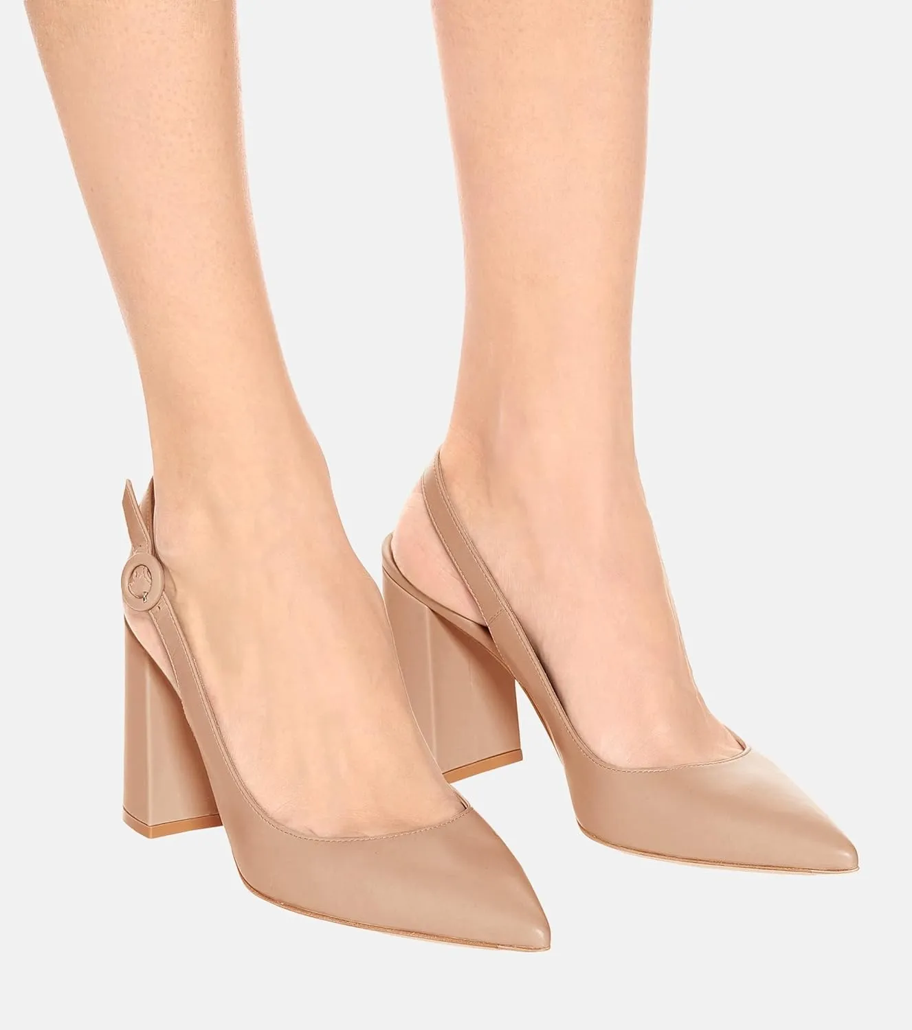 Women's Pointed Toe Block Heel Pumps Slingback Chunky Heel Slip On Work Party Dress Shoes