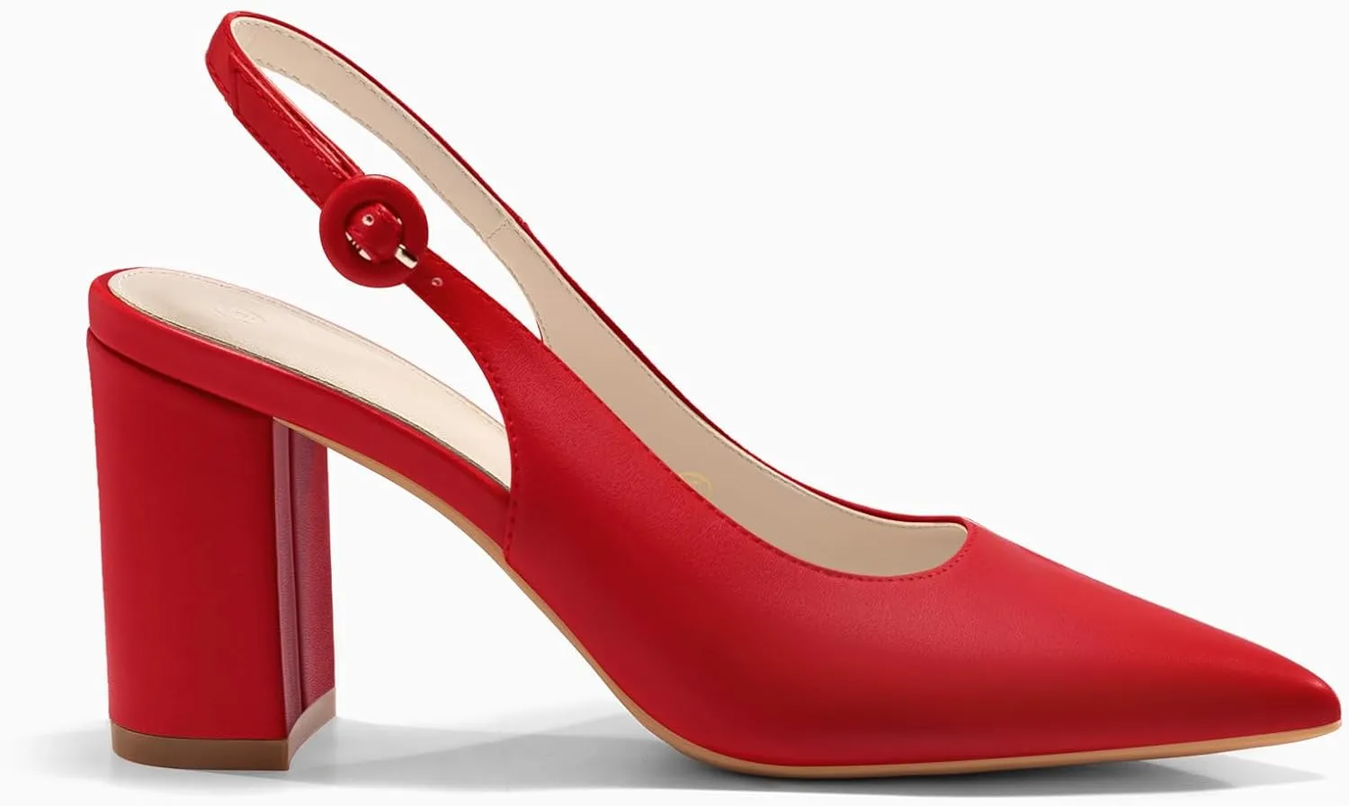 Women's Pointed Toe Block Heel Pumps Slingback Chunky Heel Slip On Work Party Dress Shoes