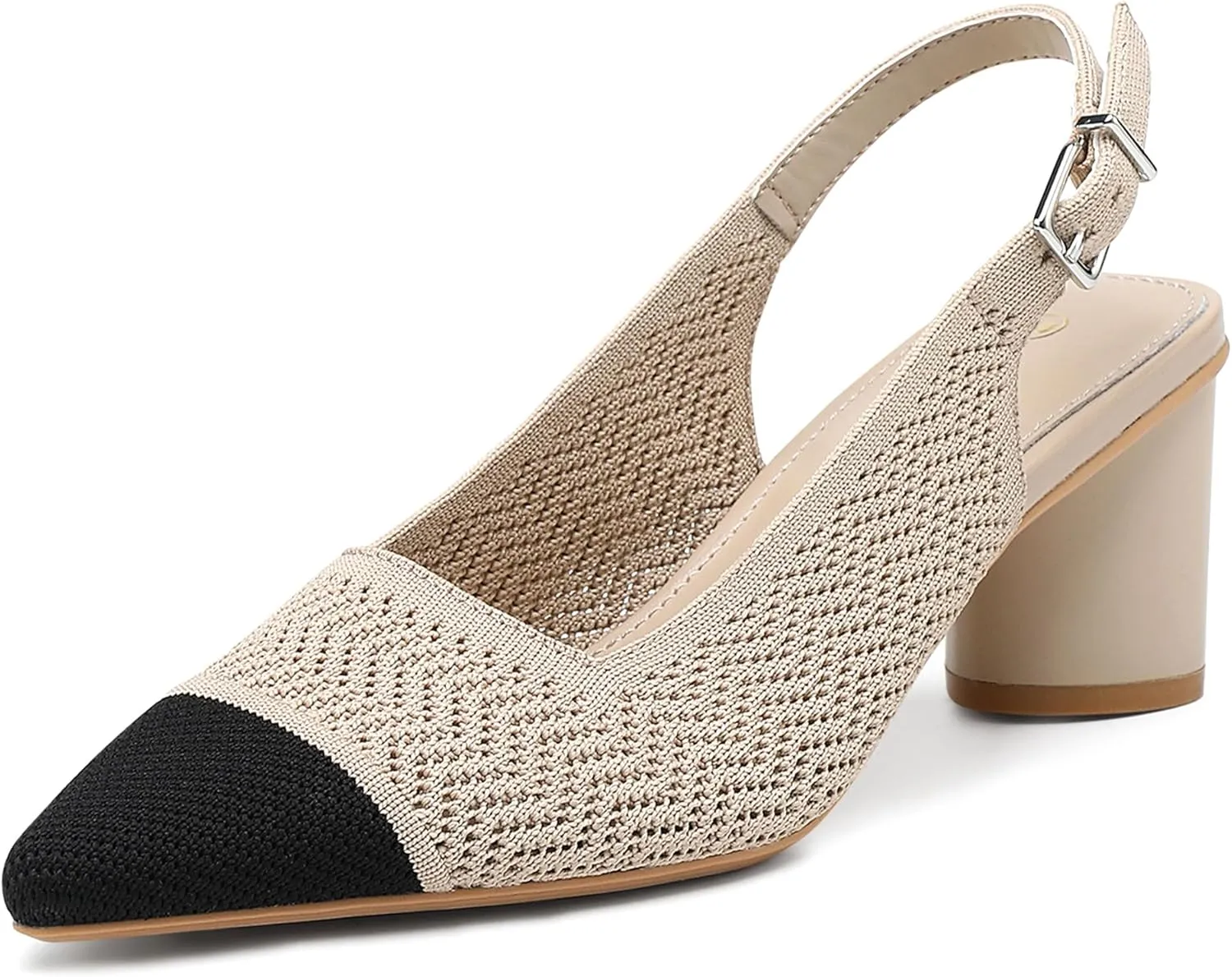 Women's Pointed Toe Chunky Block Heel Slingback Pumps