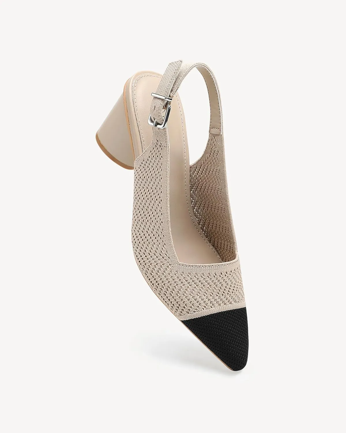 Women's Pointed Toe Chunky Block Heel Slingback Pumps