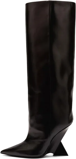 Women's Pointed Toe Slope Heel Knee High Boots Special High Wedge Heel Pull On Boots for Women Fashion Commuter Tall Boots