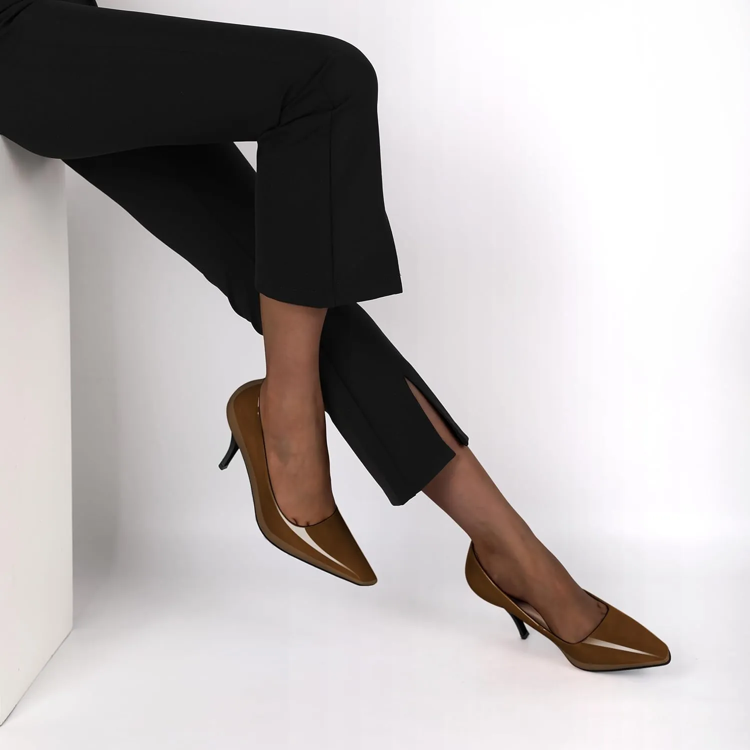 Women's Pumps Closed Toe High Heels Dress Square Toe Pumps Elegant Sexy 3.5 Inch Dressy Shoes