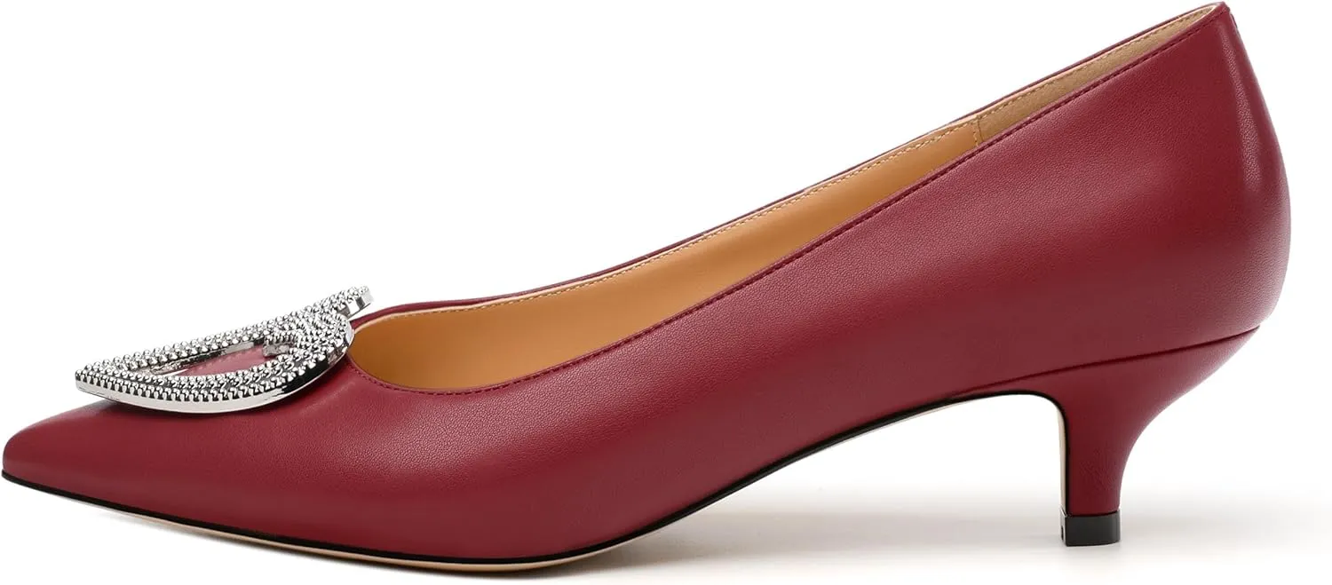 Women's Pumps Shoes Kitten Heels for Women Elegant Pumps Heart Shape Metal Pumps Heels