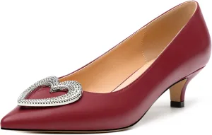 Women's Pumps Shoes Kitten Heels for Women Elegant Pumps Heart Shape Metal Pumps Heels