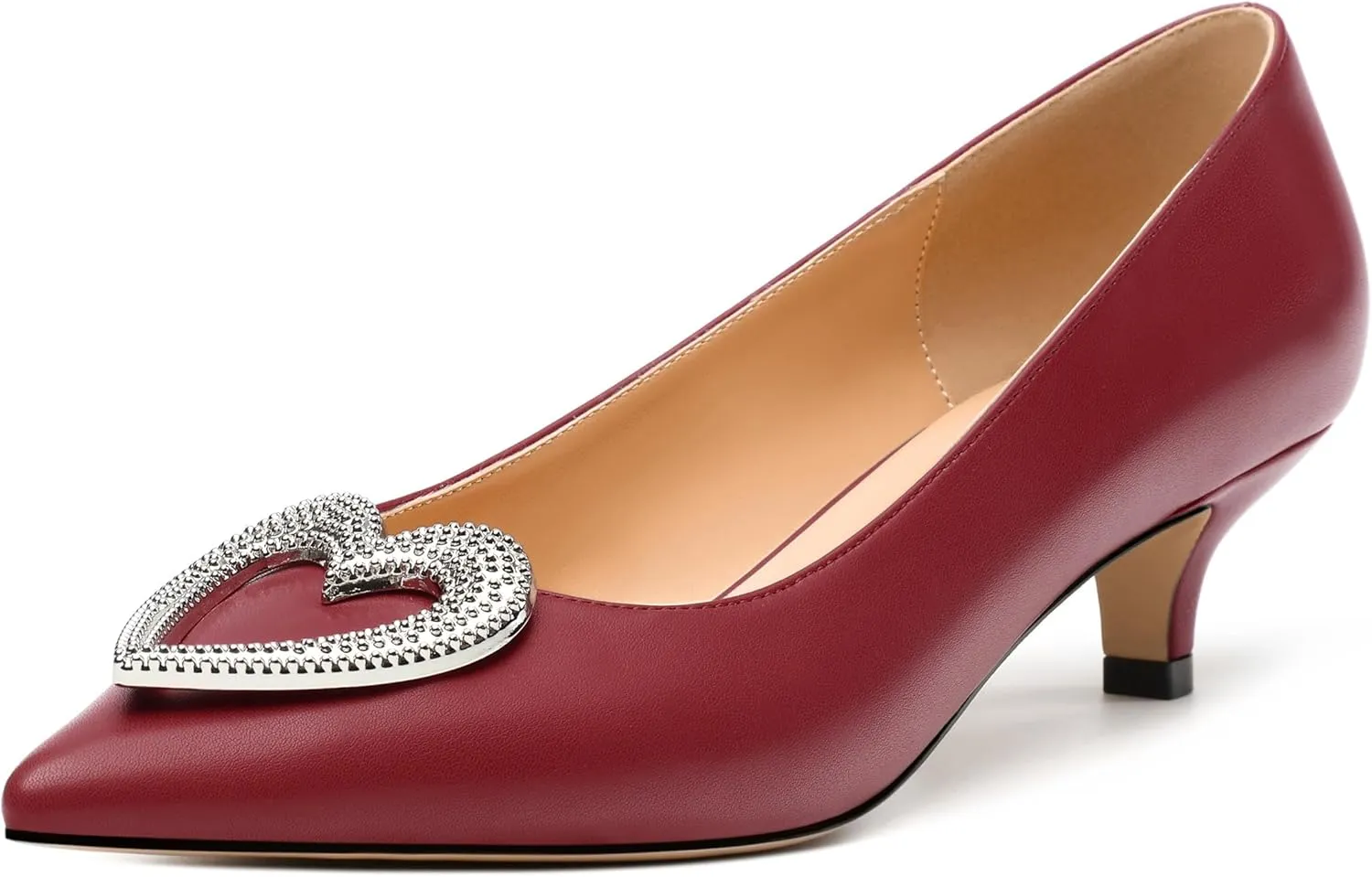 Women's Pumps Shoes Kitten Heels for Women Elegant Pumps Heart Shape Metal Pumps Heels