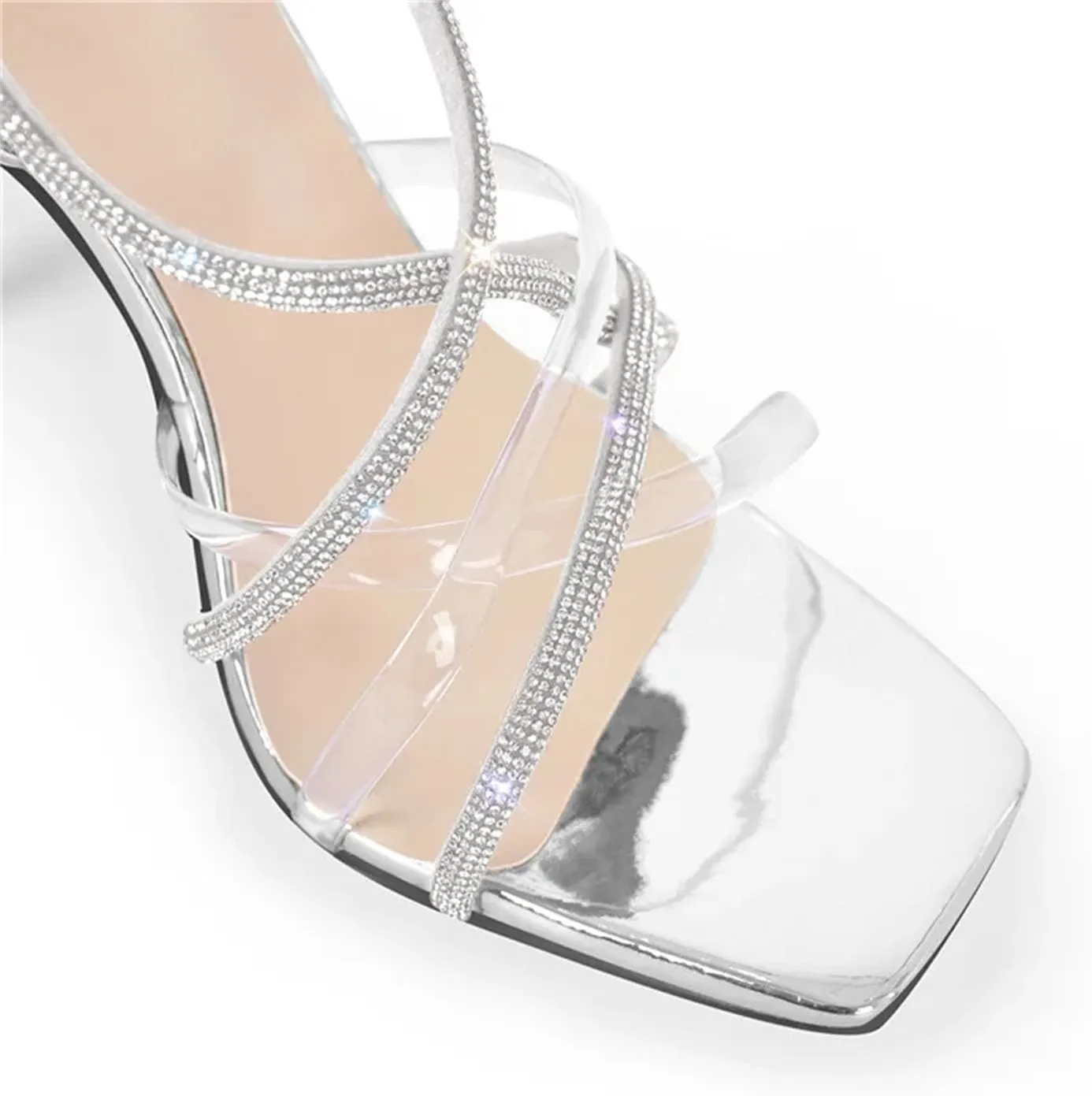 Women's Rhinestone Thin High Heel Sandals - Classic Fashion Party Dress, Big Size