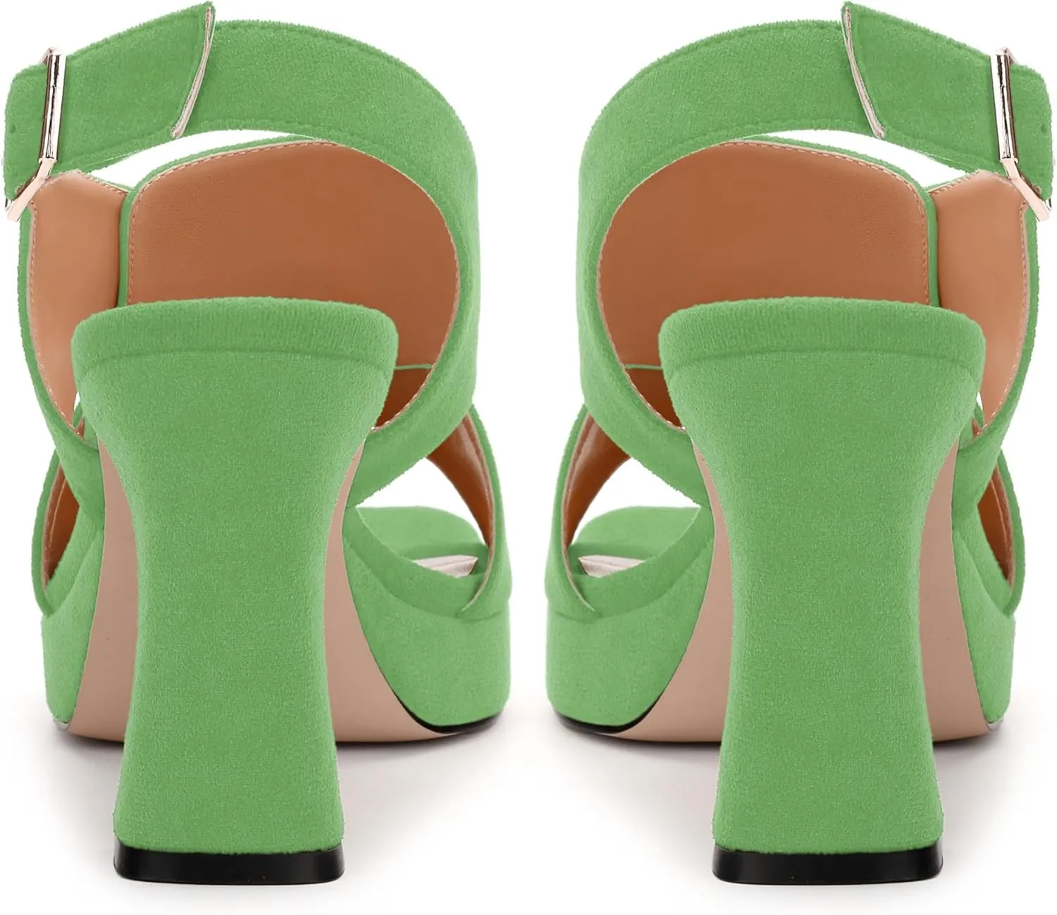 Womens Sandals Open Toe Platform Sandals Buckle Adjustable Strap Heeled Sandals Fashion Solid Suede High Heels