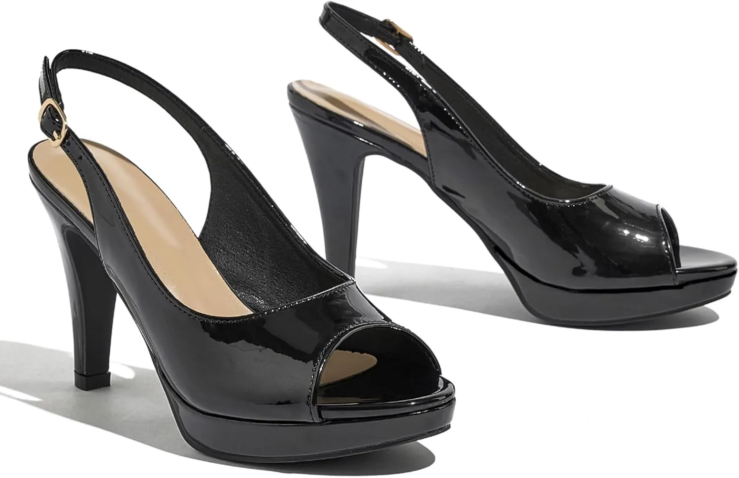 Women’s Sexy High Heels Peep Toe Ankle Strap Platform Block Slingback Dress Pumps Shoes for Women