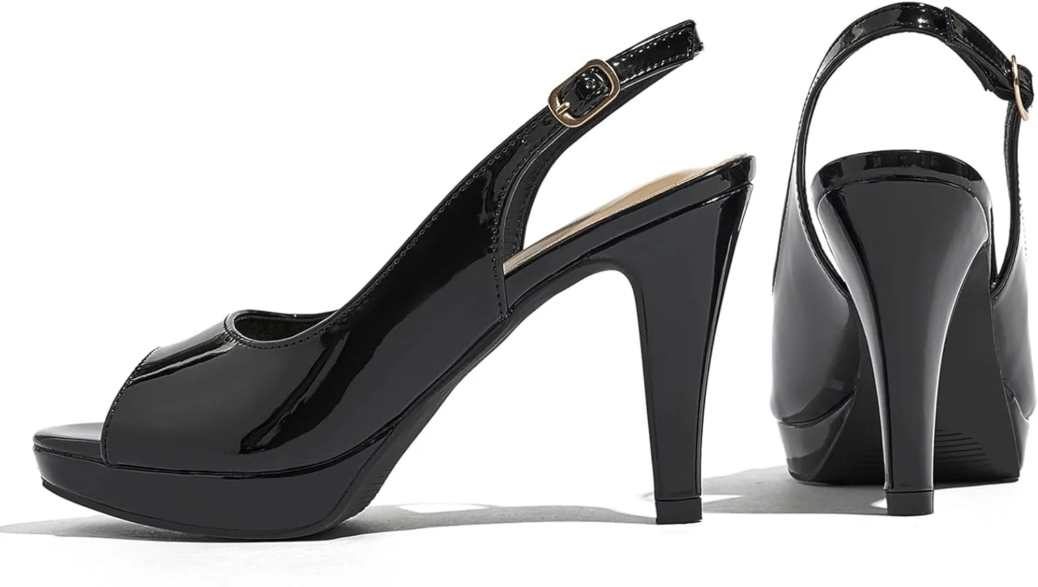 Women’s Sexy High Heels Peep Toe Ankle Strap Platform Block Slingback Dress Pumps Shoes for Women