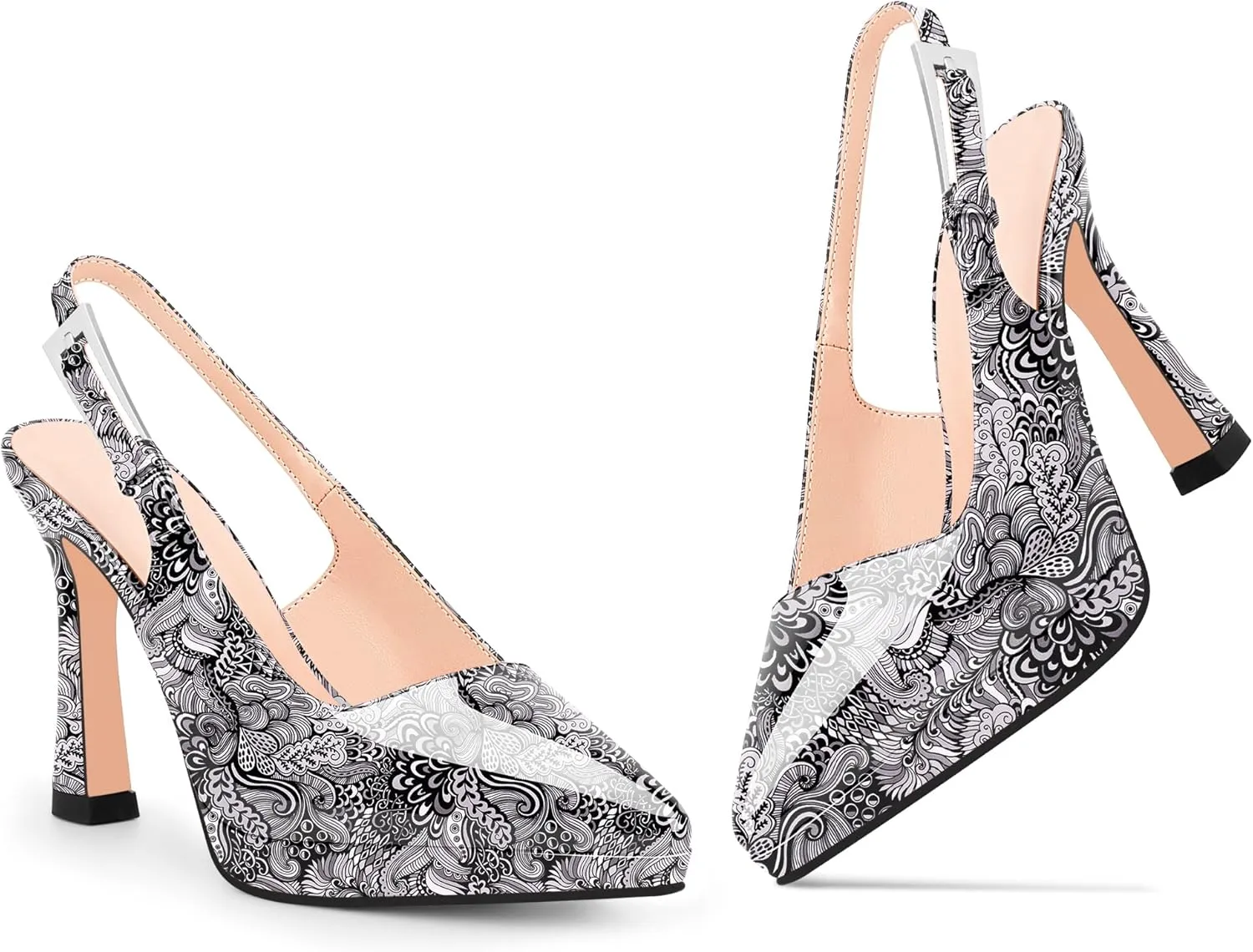 Women's Slingbacks High Heel Platform Pumps Pointed Toe Buckle Strap Dress Shoes