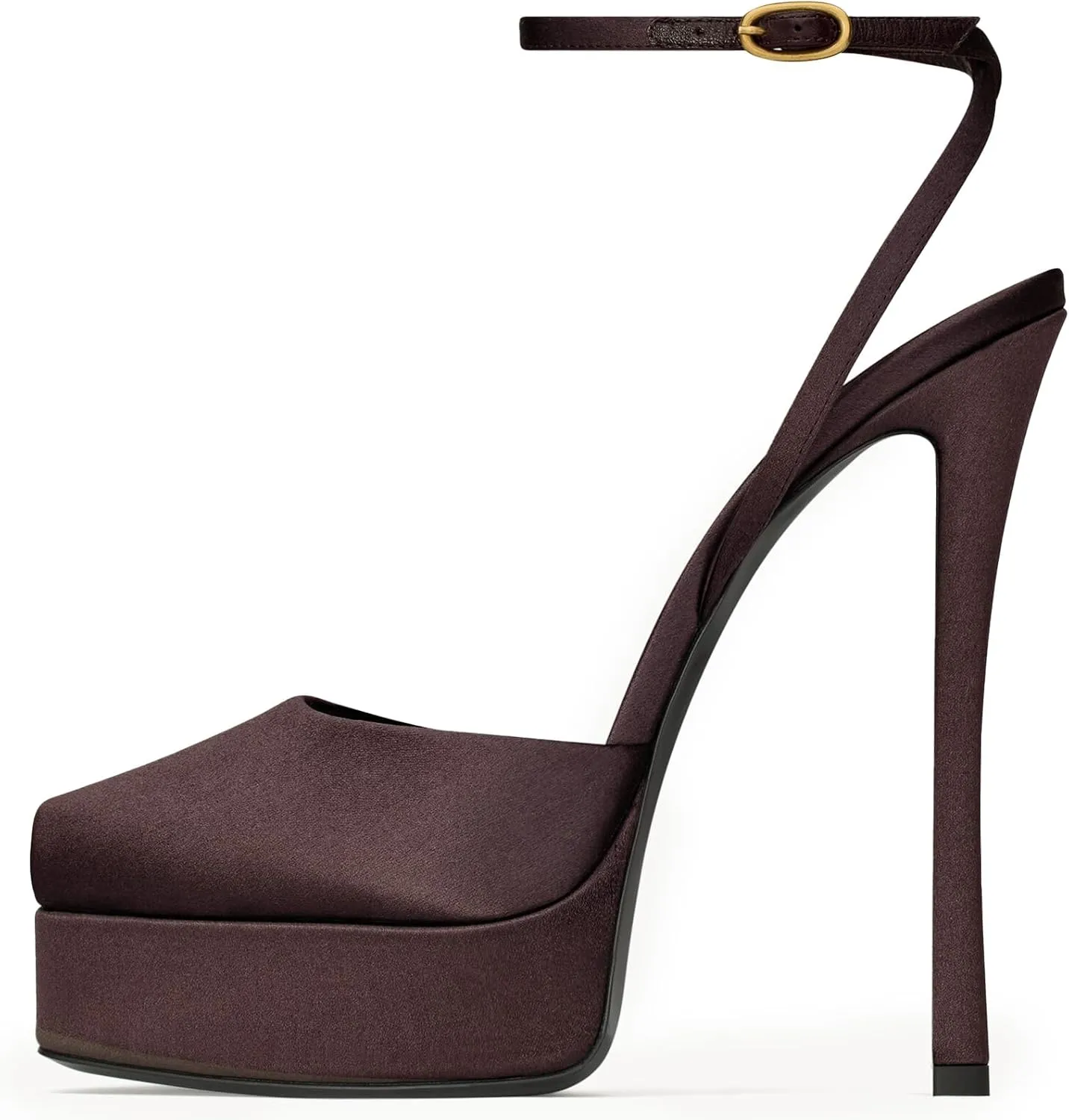 Womens Square Peep Toe Stiletto High Heels Ankle Strap Sandals Backless Buckle Dress Party Fashion Shoes