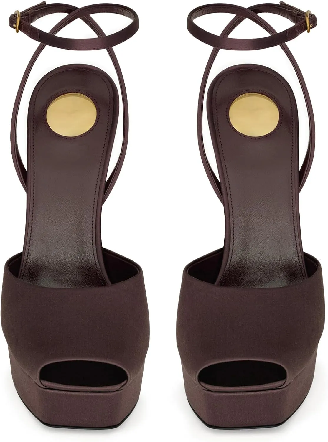 Womens Square Peep Toe Stiletto High Heels Ankle Strap Sandals Backless Buckle Dress Party Fashion Shoes