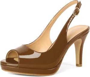 Women's Stiletto High Heel Pumps Peep Toe Pumps for Women Platform Heels Slingback Heels Sexy Dance Pumps 3.5 Inch Heels
