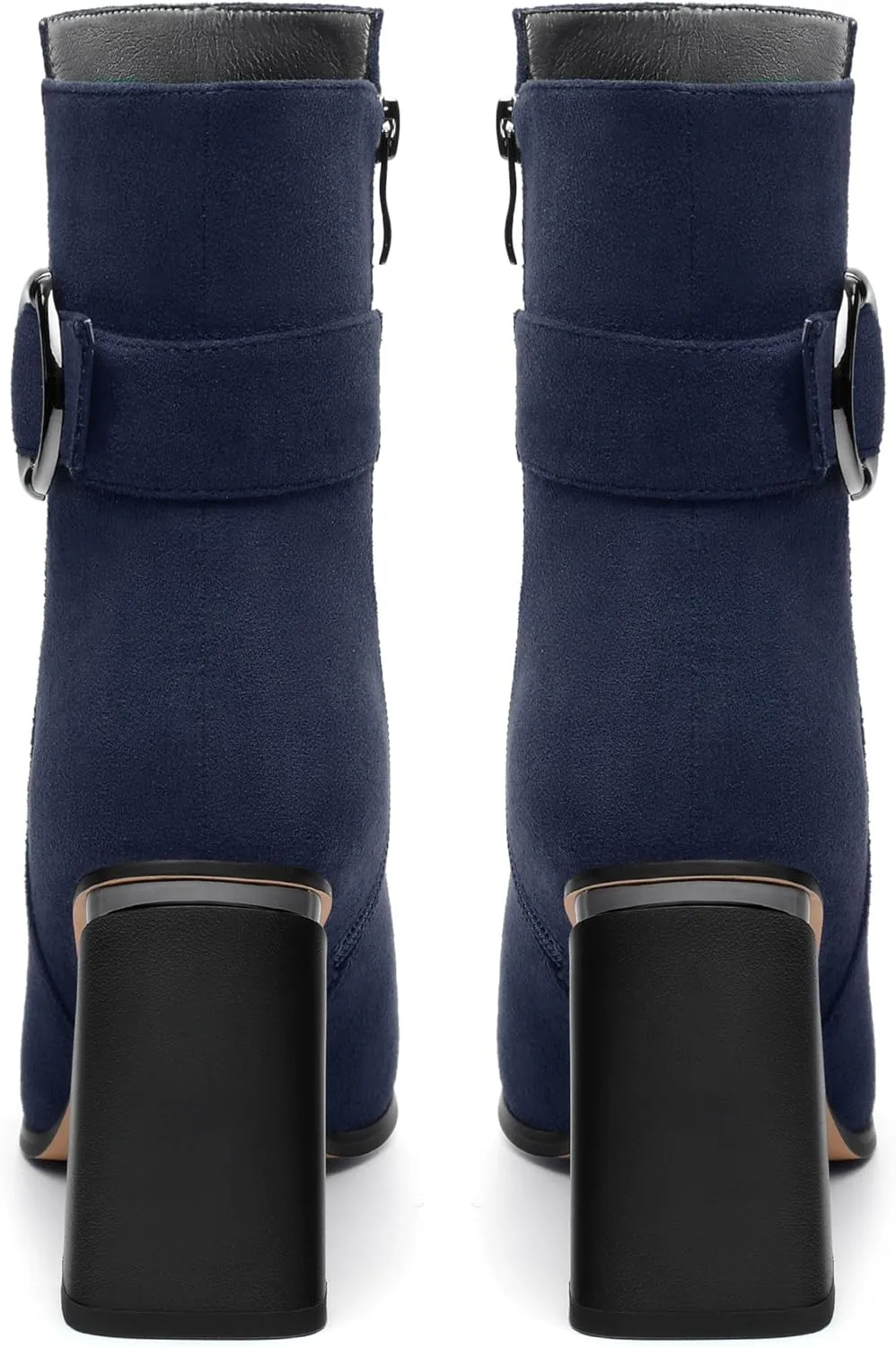 Womens Suede Zip Chunky Heel Ankle Boots,Pointed Toe Mid Block Heel Booties,Work Party Daily Boots 3.5 inch