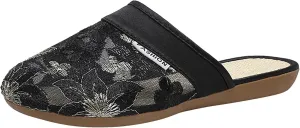 Women's Vintage Printed Lounge Slipper Rubber Sole Closed Toe Sandal Casual Summer Comfy Slide Retro Spa Flats
