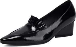 Women's Wedge Heel Pumps Patent Leather Low Heel Dress Shoes