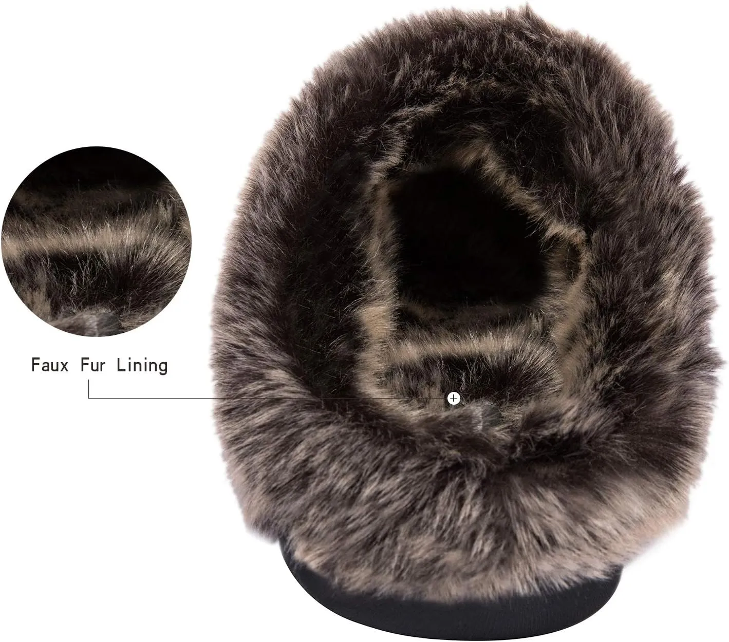 WOTTE Women's Cable Knit Slippers Faux Fur Lining Furry Collar Memory Foam Clog Shoes
