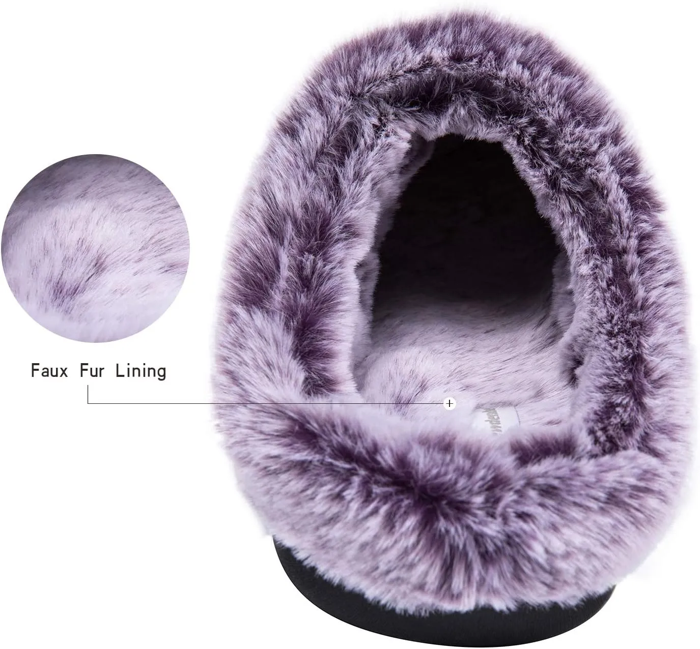 WOTTE Women's Cable Knit Slippers Faux Fur Lining Furry Collar Memory Foam Clog Shoes