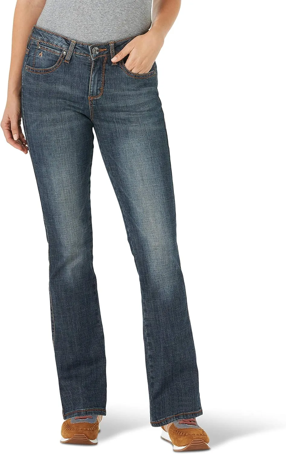 Wrangler Womens Aura Instantly Slimming Mid Rise Boot Cut Jean