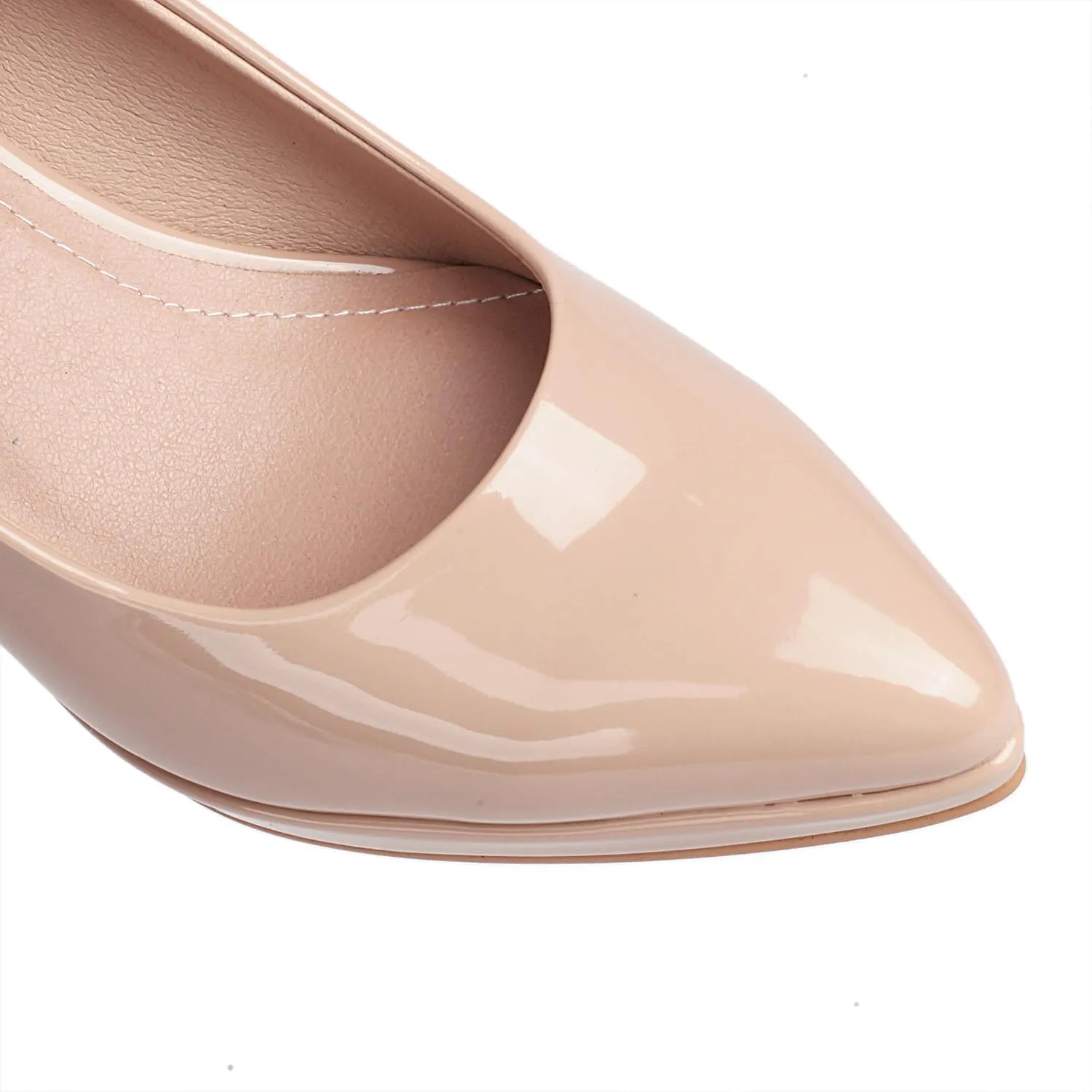 XIEDA Women's Pointed Toe Low Platform High Heels 3 Inch Patent Leather Pumps Classic Elegant for All Occasions