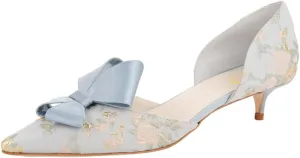 XYD Women D'Orsay Kitten Heel Bridal Bowknot Pumps Elegant Pointed Closed Toe Wedding Prom Shoes