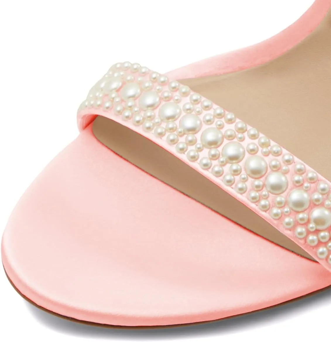 XYD Women Stiletto Heels Open Toe Pearl Sandals Ankle Strap Pumps with Buckle Bridal Party Elegant Shoes