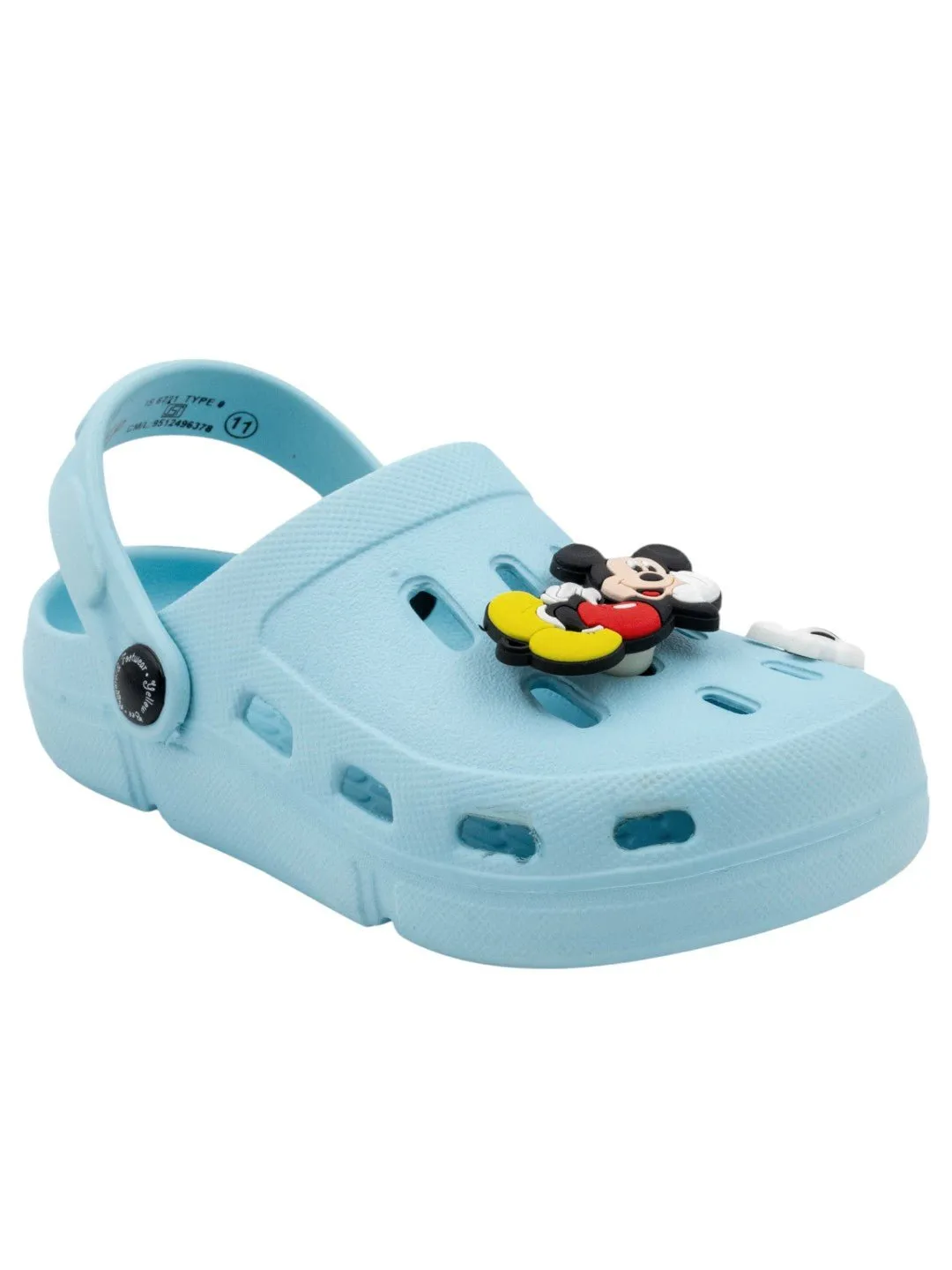 Yellow Bee Boys’ Disney Mickey Mouse Clogs with 3D Rotating Charm – Light Blue