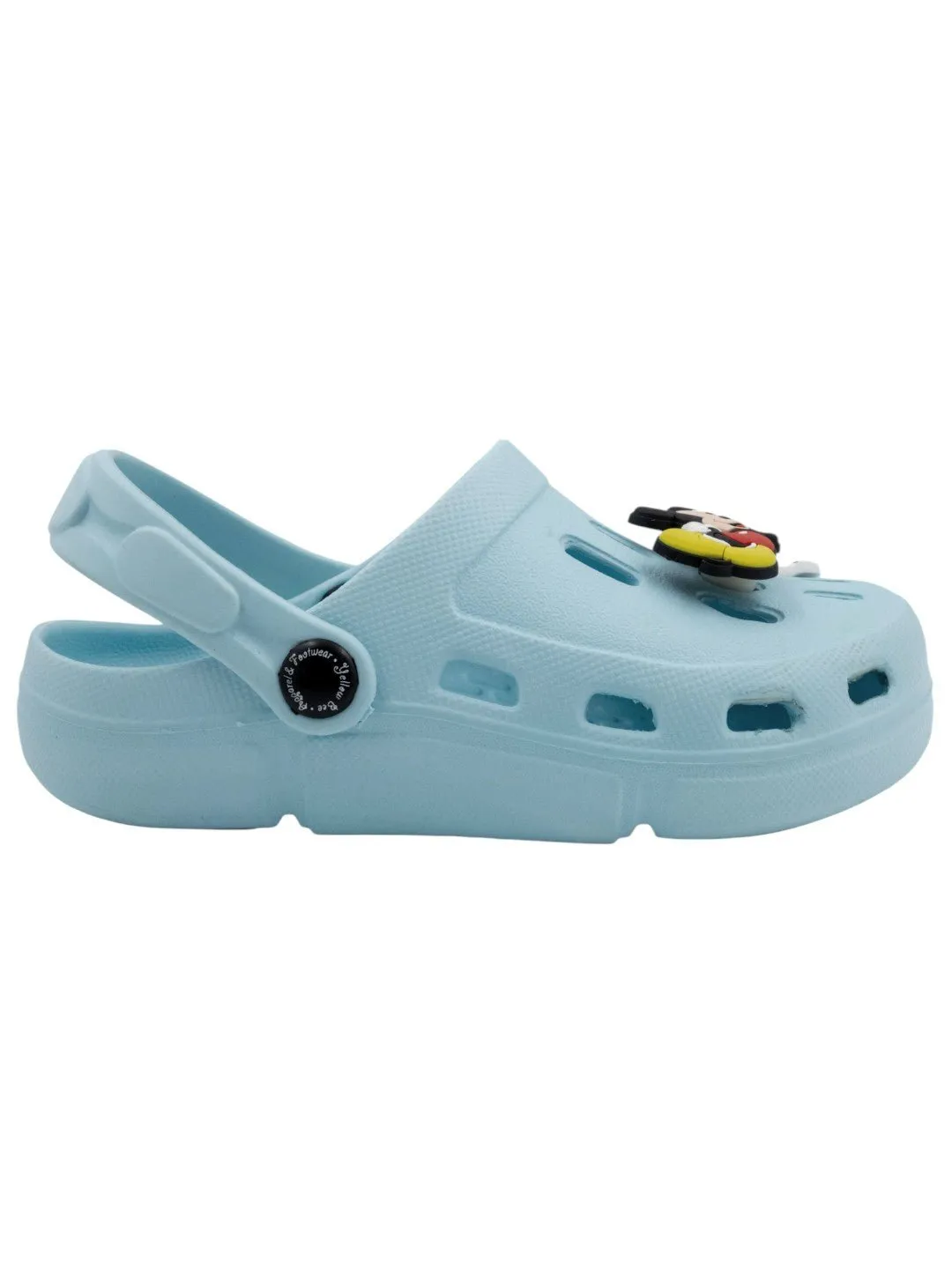 Yellow Bee Boys’ Disney Mickey Mouse Clogs with 3D Rotating Charm – Light Blue