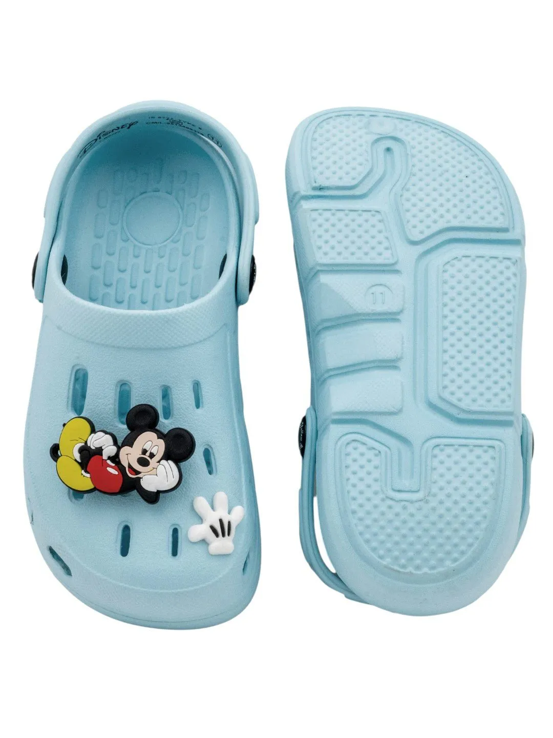 Yellow Bee Boys’ Disney Mickey Mouse Clogs with 3D Rotating Charm – Light Blue